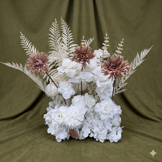 White Elegance Real-Touch Artificial Floral Centerpiece – Premium Faux Arrangement