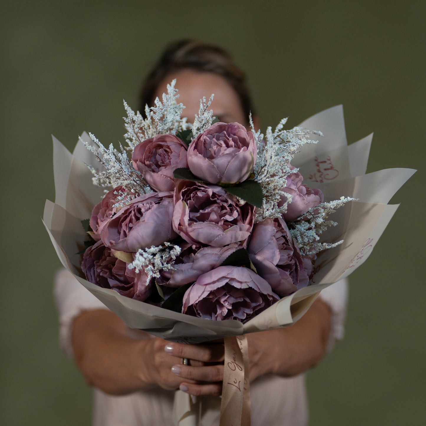 Luxury Peony Bouquet – Artificial Blush Peonies Arrangement | 35cm Floral Decor