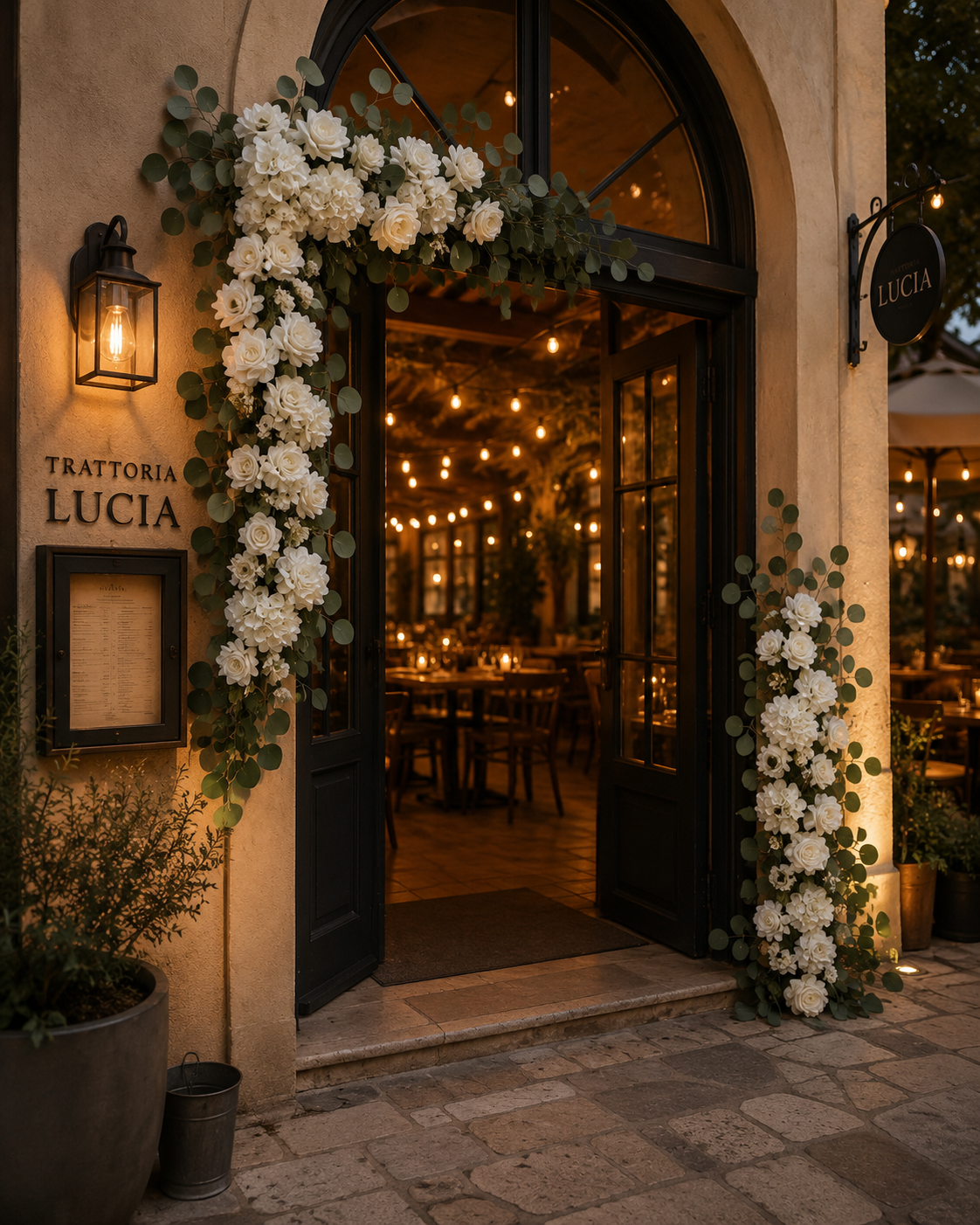White Rose & Hydrangea Floral Swag