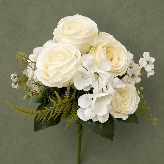 Pink, Cream & White Premium Floral Bouquet – Luxury Pre-Arranged Artificial Centerpiece