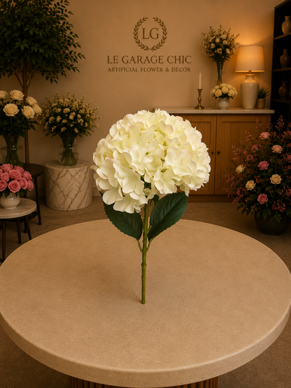 Blush Pink Artificial Hydrangea Stem (80cm) – Premium Tall Faux Wedding Bloom