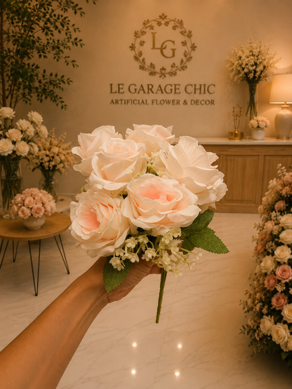 Premium Hand-Tied Floral Bouquet (LGC-TA-RA) – Luxury Pre-Arranged Artificial Centerpiece