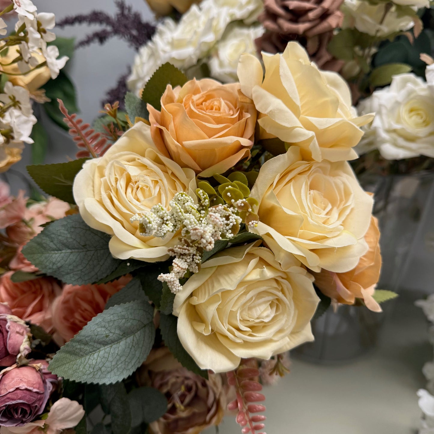 Flowers Bouquet - Pink, White, Beige & Ivory-  LGC/TA-RR-2