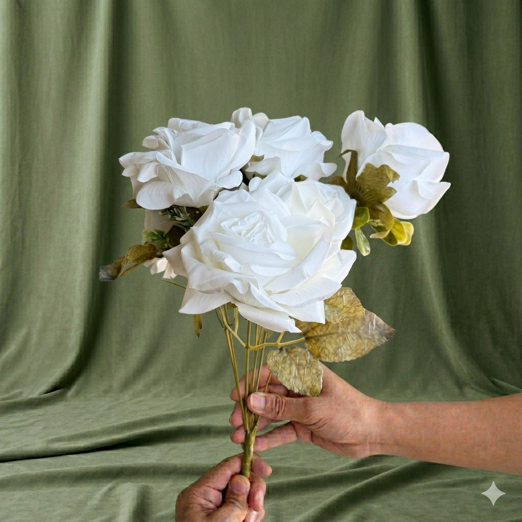 Elegant Artificial Rose Bouquet | Premium Silk Floral Arrangement for Home & Wedding Decor