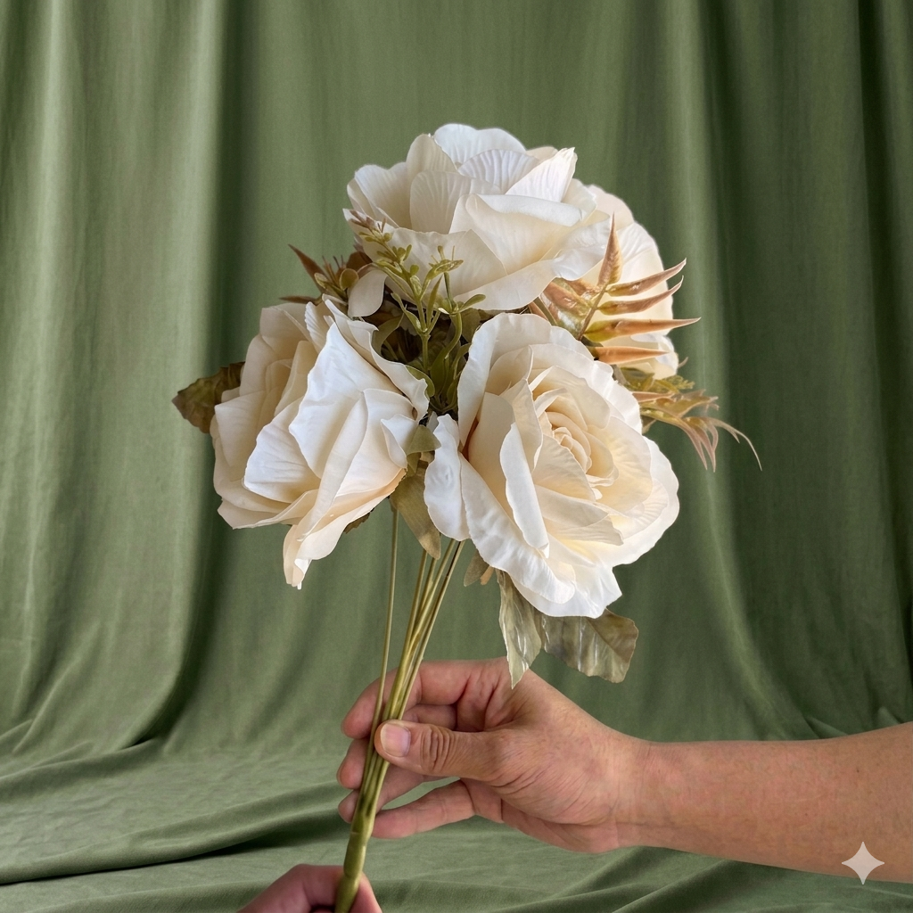 Elegant Artificial Rose Bouquet | Premium Silk Floral Arrangement for Home & Wedding Decor