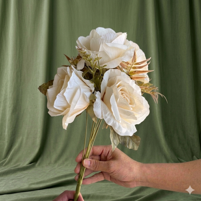Premium Artificial Rose Bouquet – Realistic Luxury Hand-Tied Floral Arrangement
