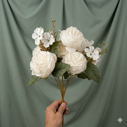 Premium Artificial Flower Bouquet – Luxury Hand-Tied Centerpiece for Home Decor