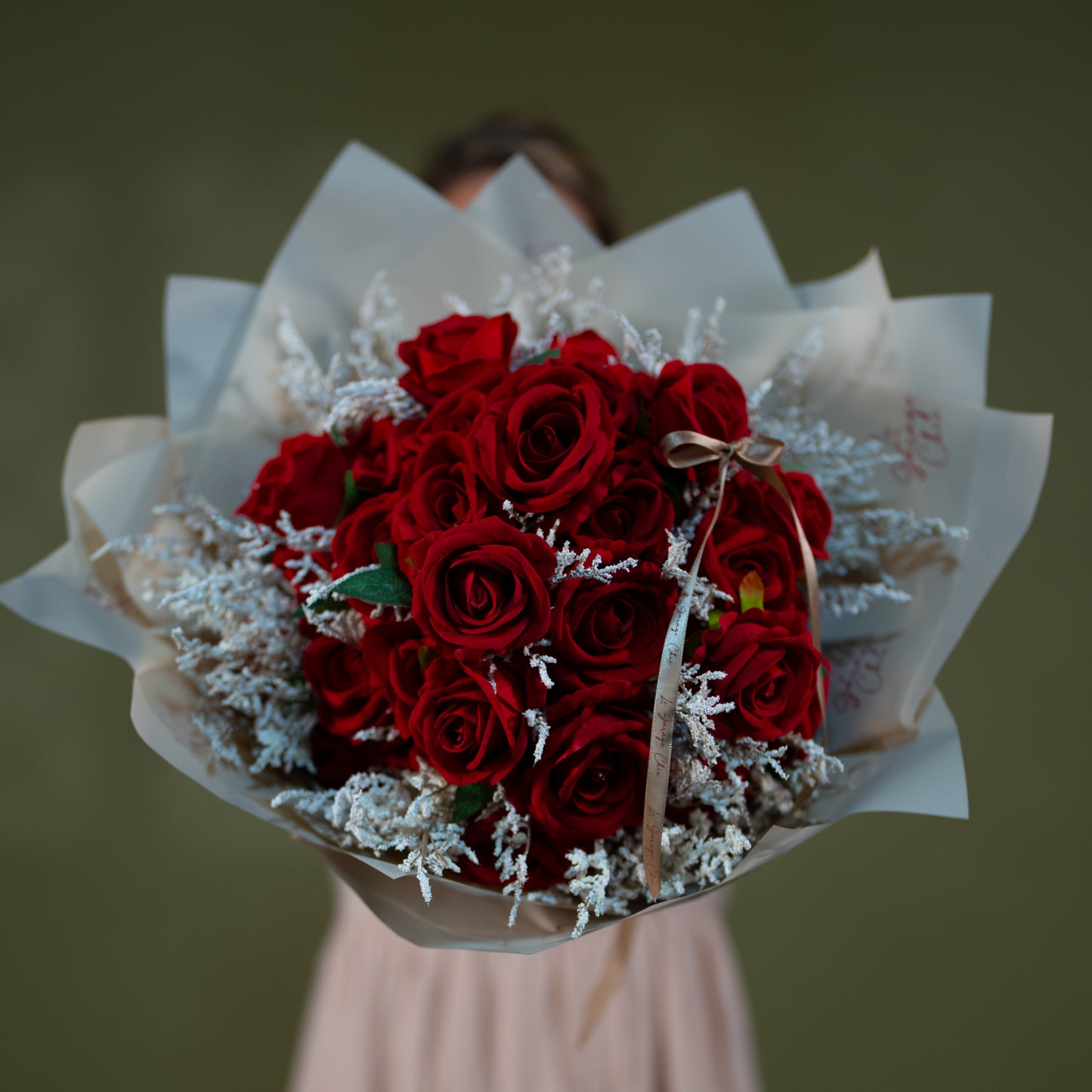Luxury Red Rose Bouquet XL – Artificial Roses & Baby’s Breath