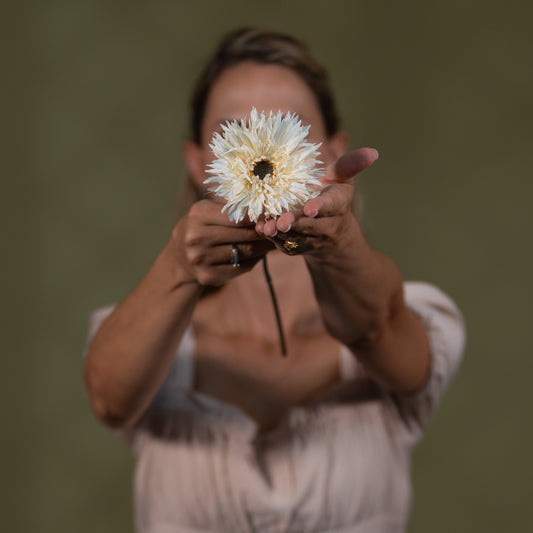 Artificial Gerbera Stem – Rustic Vintage Floral Accent Yellow, Warm Cinnamon, Pink & Cream LGC/PA-1Y