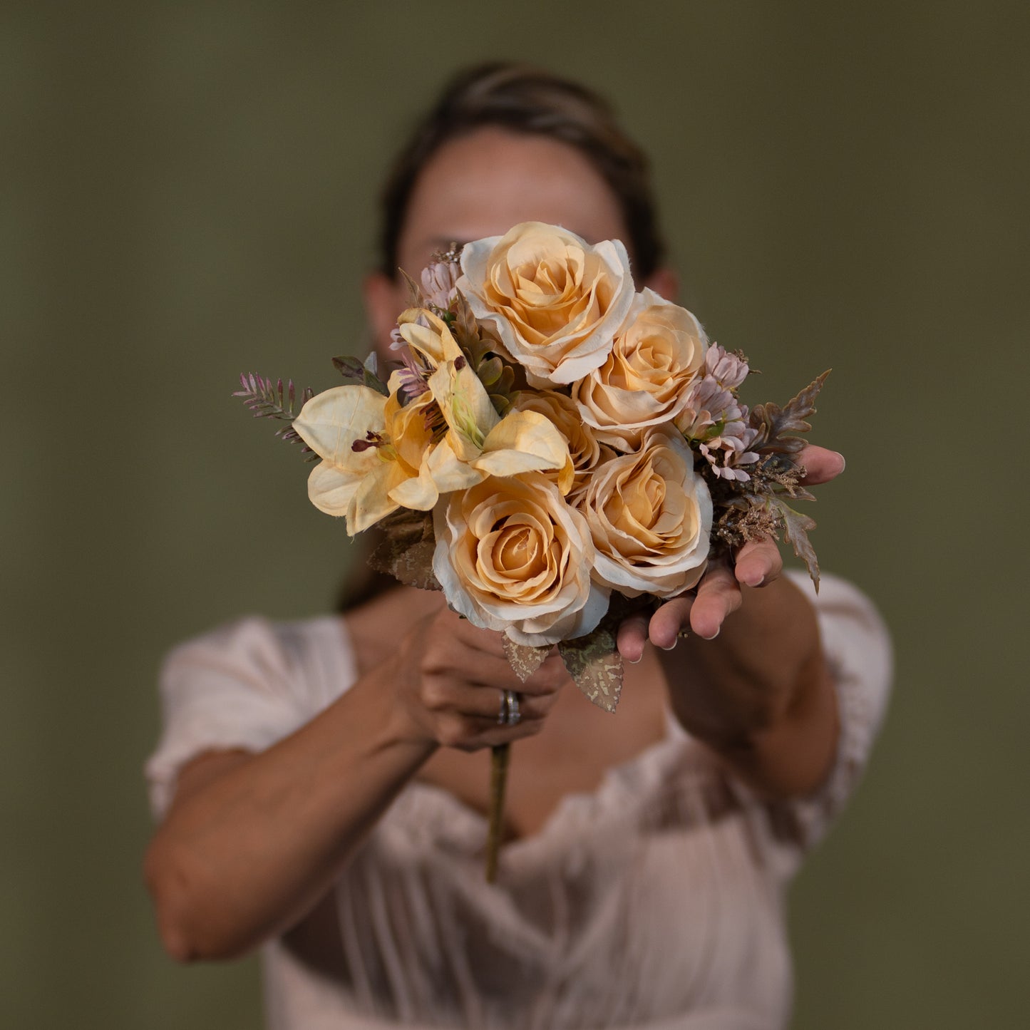 Flowers Bouquet- Peach, Cream & Vintage Rose- LGC/TA-BRL
