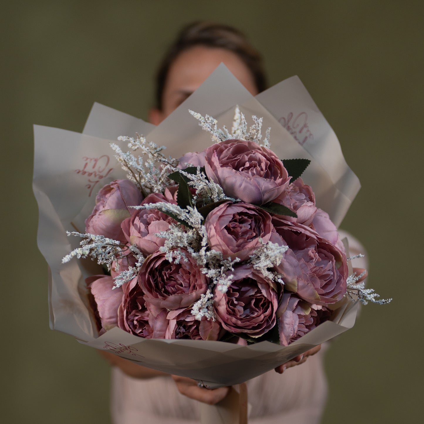 Luxury Peony Bouquet – Artificial Blush Peonies Arrangement | 35cm Floral Decor
