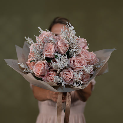 The Velvet Romance: Premium Matte Artificial Rose Bouquet for Luxury Decor