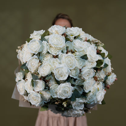 Luxury Red Rose Bouquet (XL) – Premium Artificial Roses & Baby's Breath Arrangement