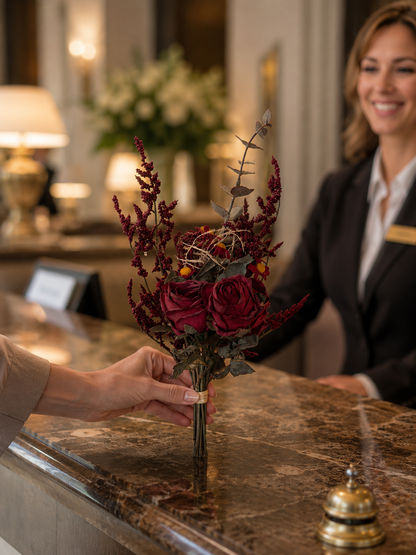 Pink & Burgundy Premium Floral Bouquet – Luxury Pre-Arranged Artificial Centerpiece