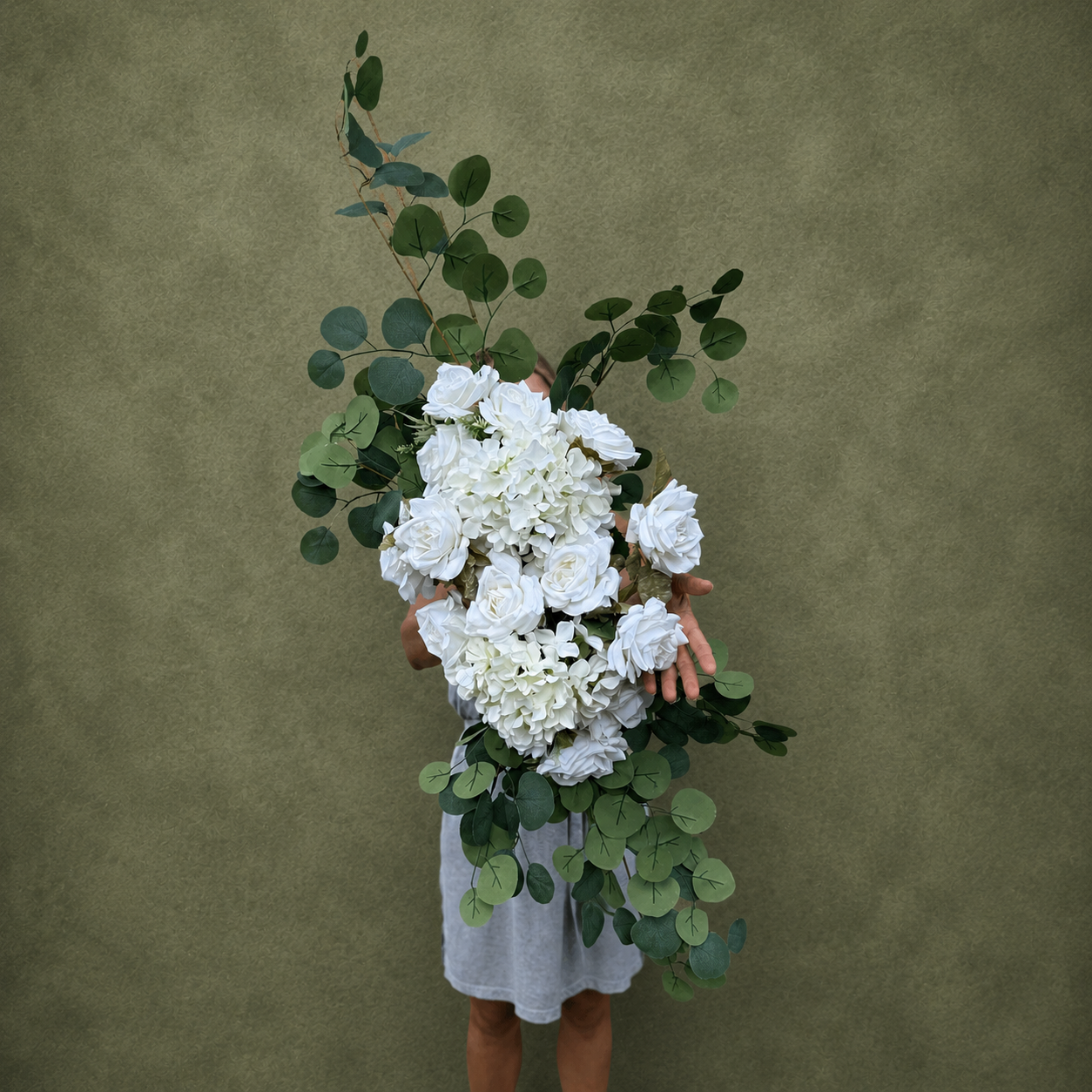 White Rose & Hydrangea Floral Swag