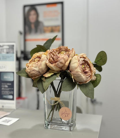 Vintage Rose & Ivory Premium Floral Bouquet – Luxury Pre-Arranged Artificial Centerpiece