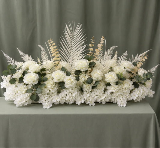 White Floral Line Arrangement 40” – Stage & Head Table Decor
