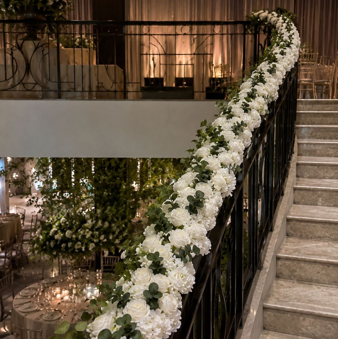 Luxury White Floral Line Garland 2M – Wedding & Event Decor