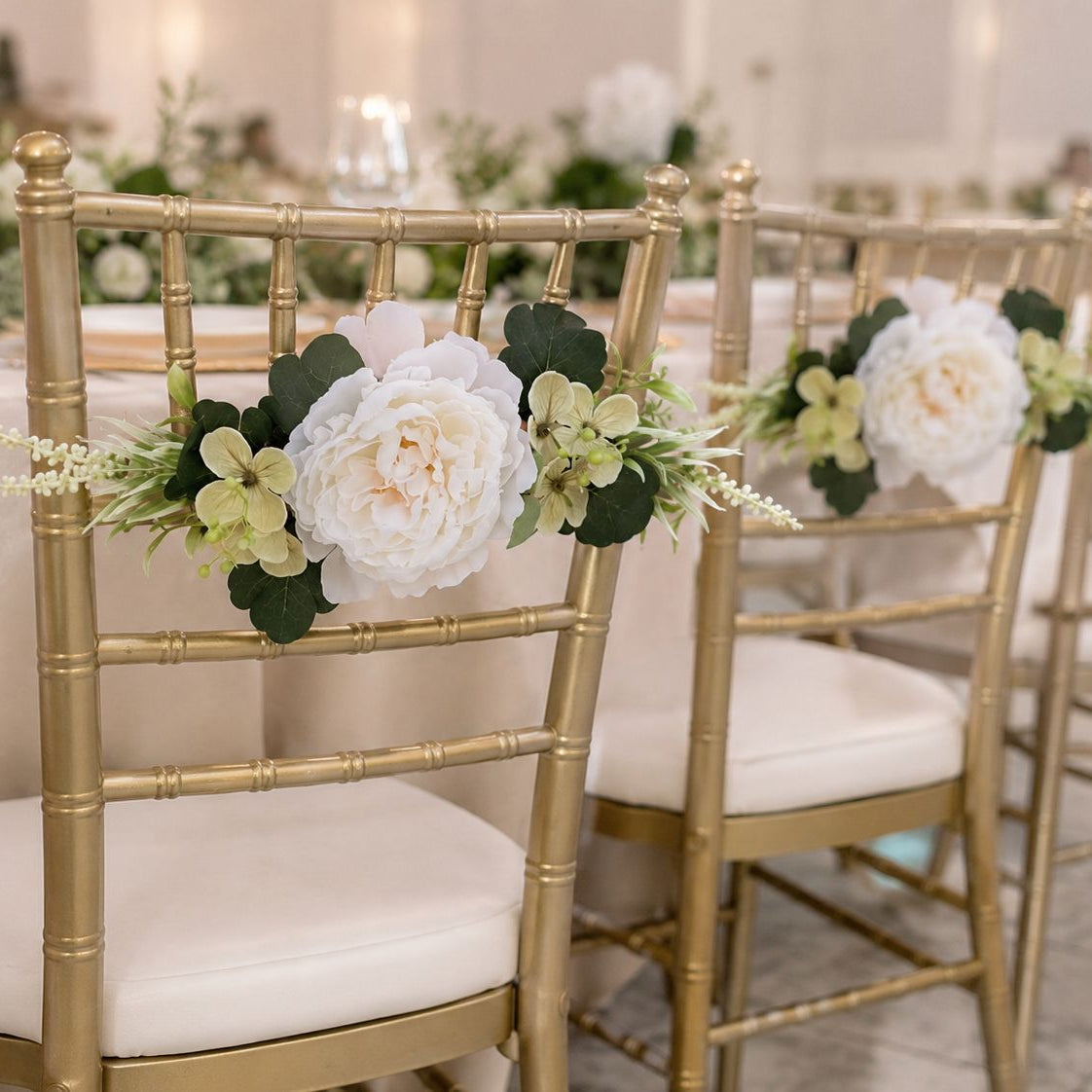 Custom Floral Chair Accent – White Garden Collection