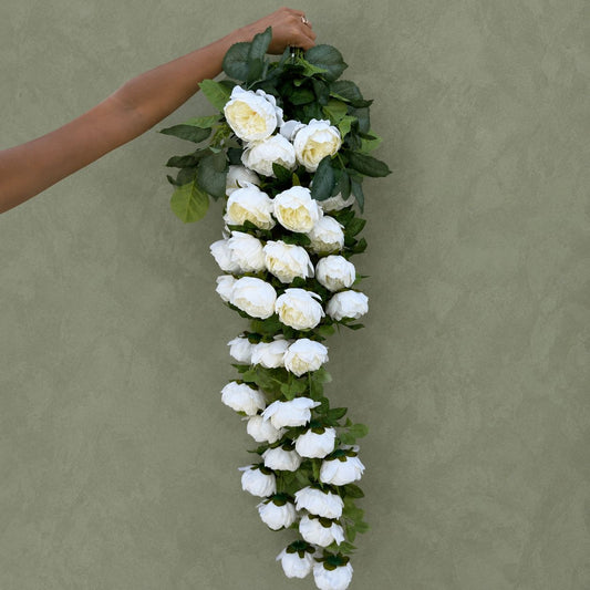 Custom Floral Cascade Garland – White Peony Collection