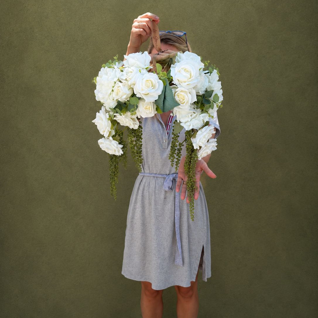 Double Cascade Bridal Bouquet – White Garden Collection