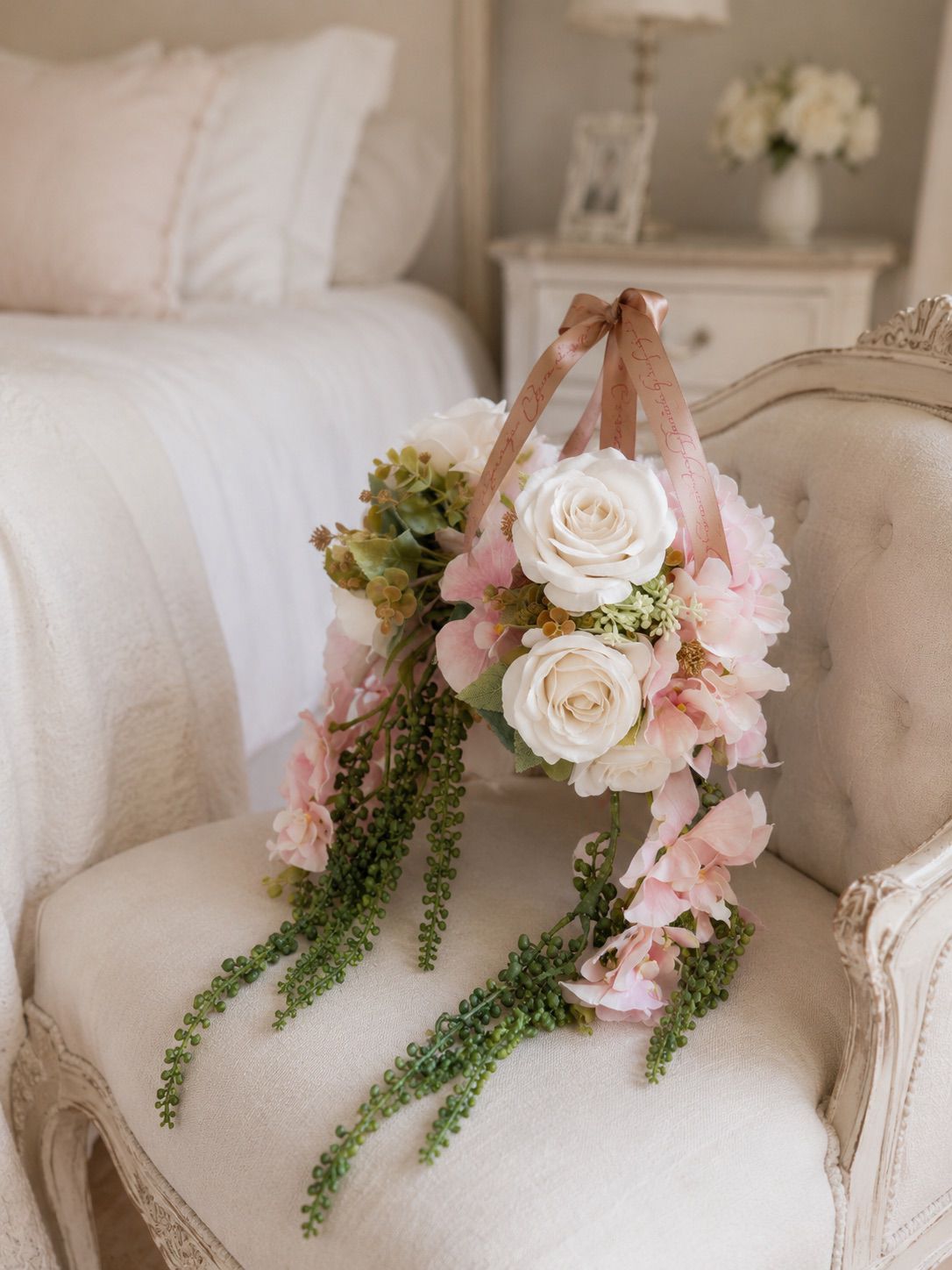 Double Cascade Bridal Bouquet – White Garden Collection