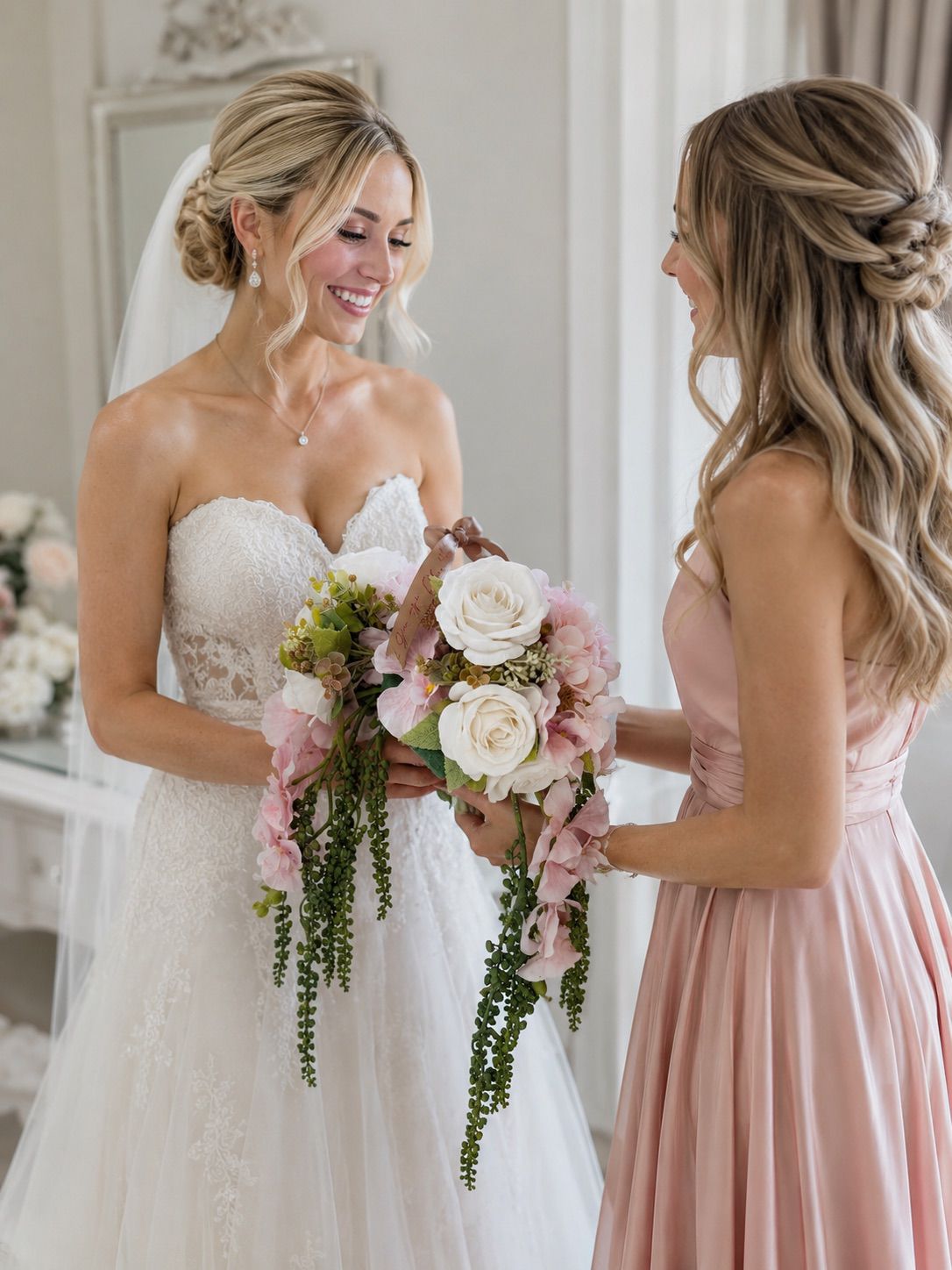 Double Cascade Bridal Bouquet – White Garden Collection