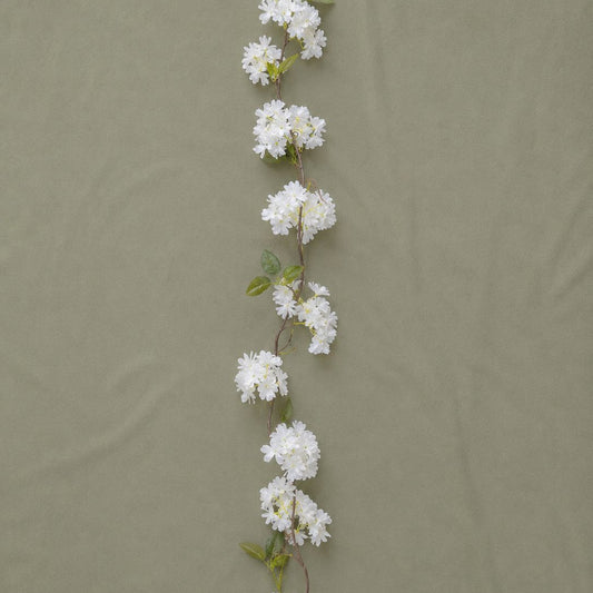 Premium Real-Touch White & Pink Hydrangea Garland (6.2ft) – Luxury Faux Floral Runner
