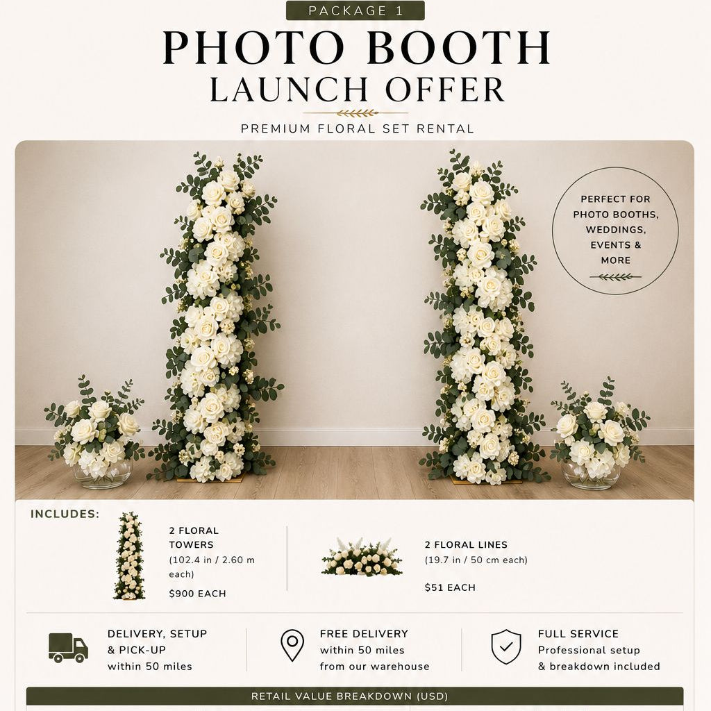 Luxury Floral Installation for Photo Booth Rentals in Miami
