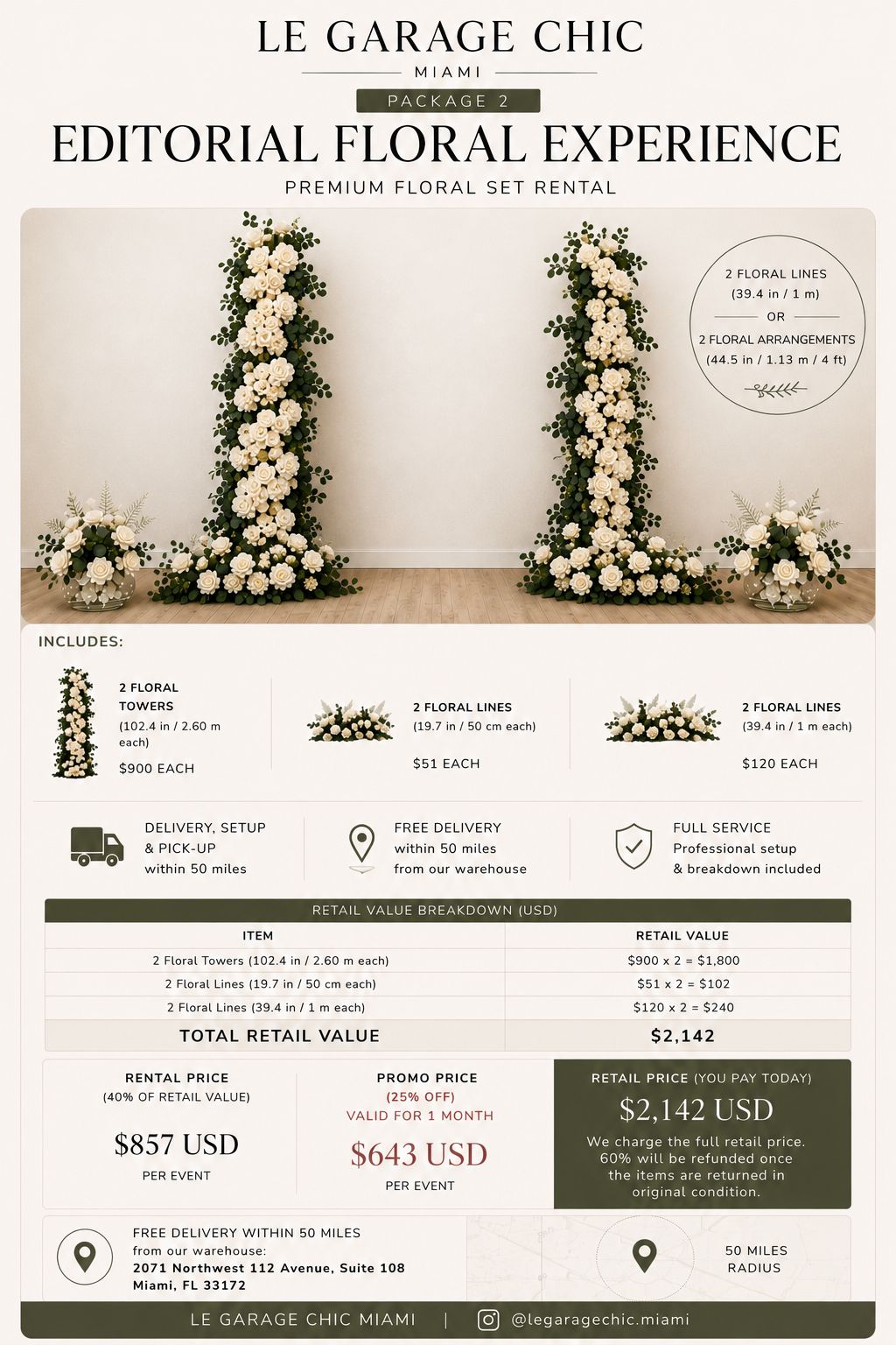 Luxury Floral Installation: Editorial Floral Experience | Premium Set Rental