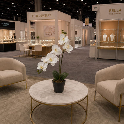 Premium Potted White Orchid Plant – Luxury Artificial Phalaenopsis Table Centerpiece