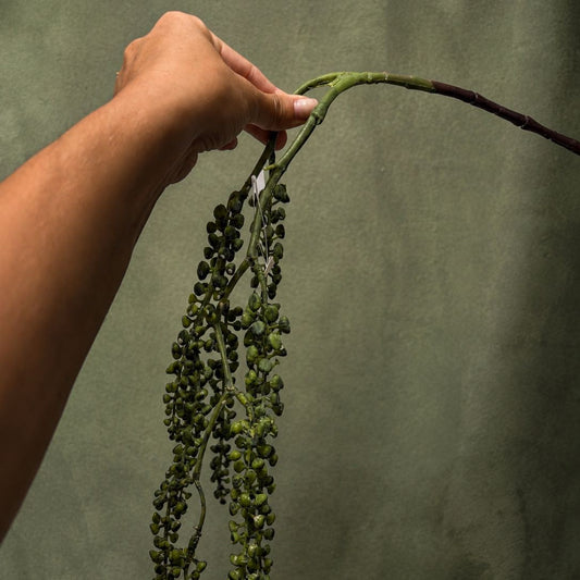 Artificial Hanging String of Pearls Arrangement in Black Planter | Event & Bar Decor
