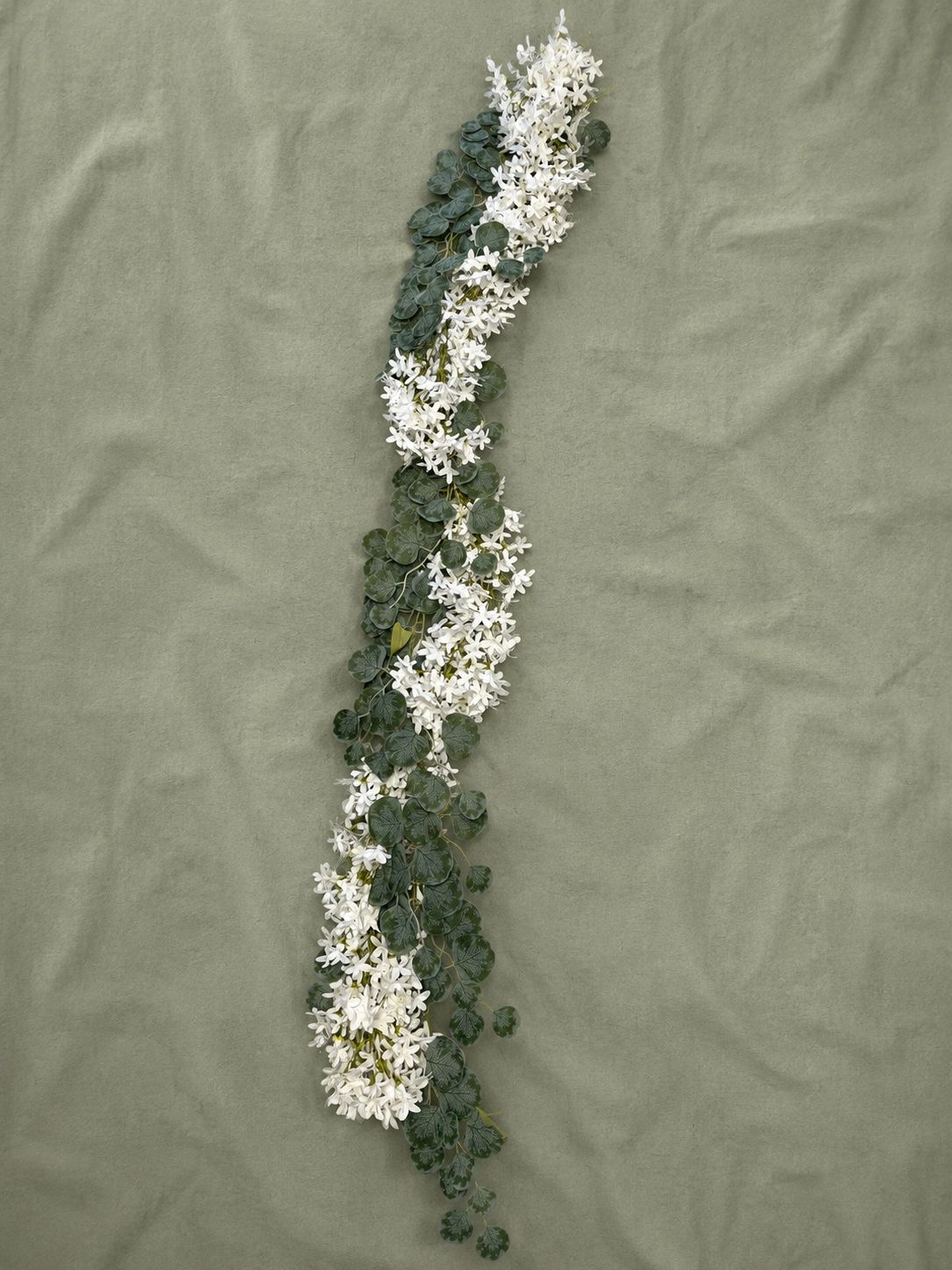 Artificial Jasmine & Eucalyptus Garland – 6 ft | White Floral Hanging Vine