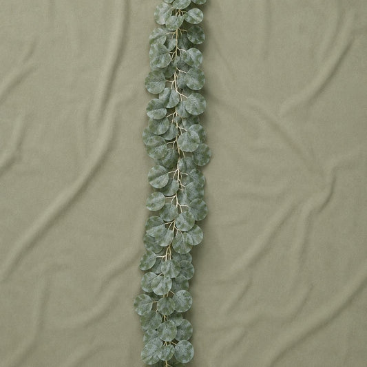 Luxury Silver Dollar Artificial Eucalyptus Garland – Premium 6.9ft Greenery Runner