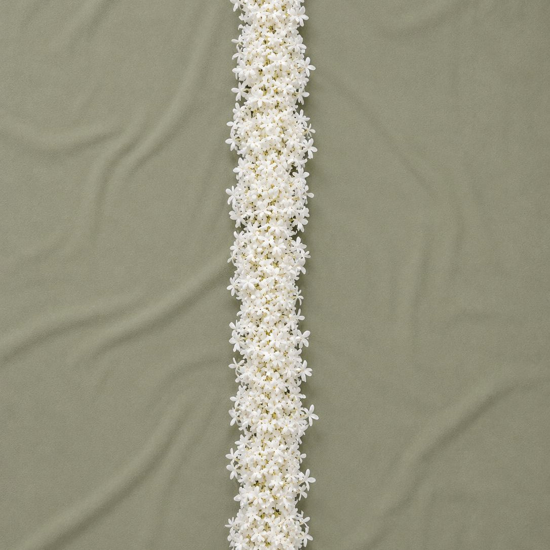 White Jasmine Garland – 6.2 ft | Artificial Floral Hanging Vine