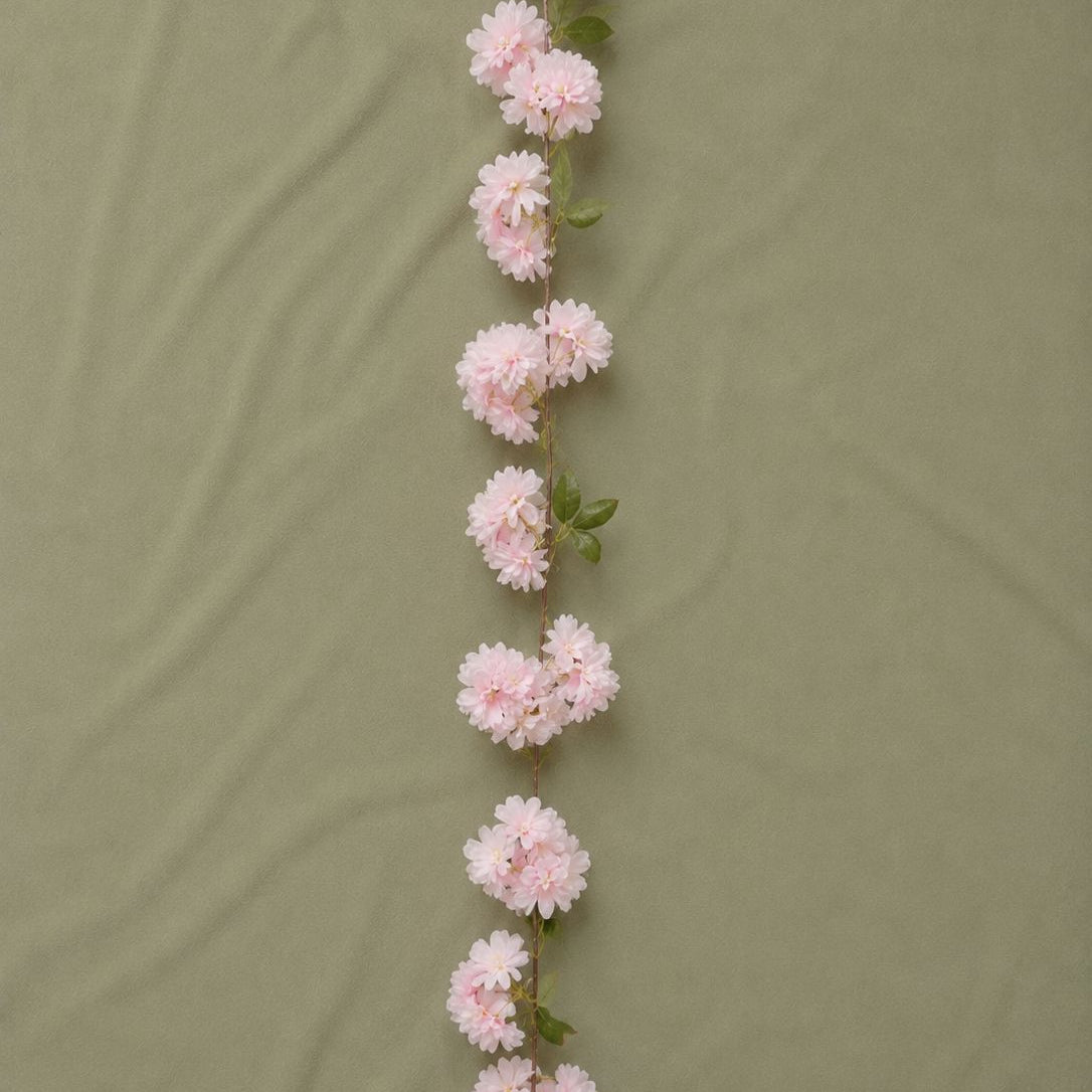 White & Pink Hydrangea Garland – 6.2 ft | Artificial Floral Vine