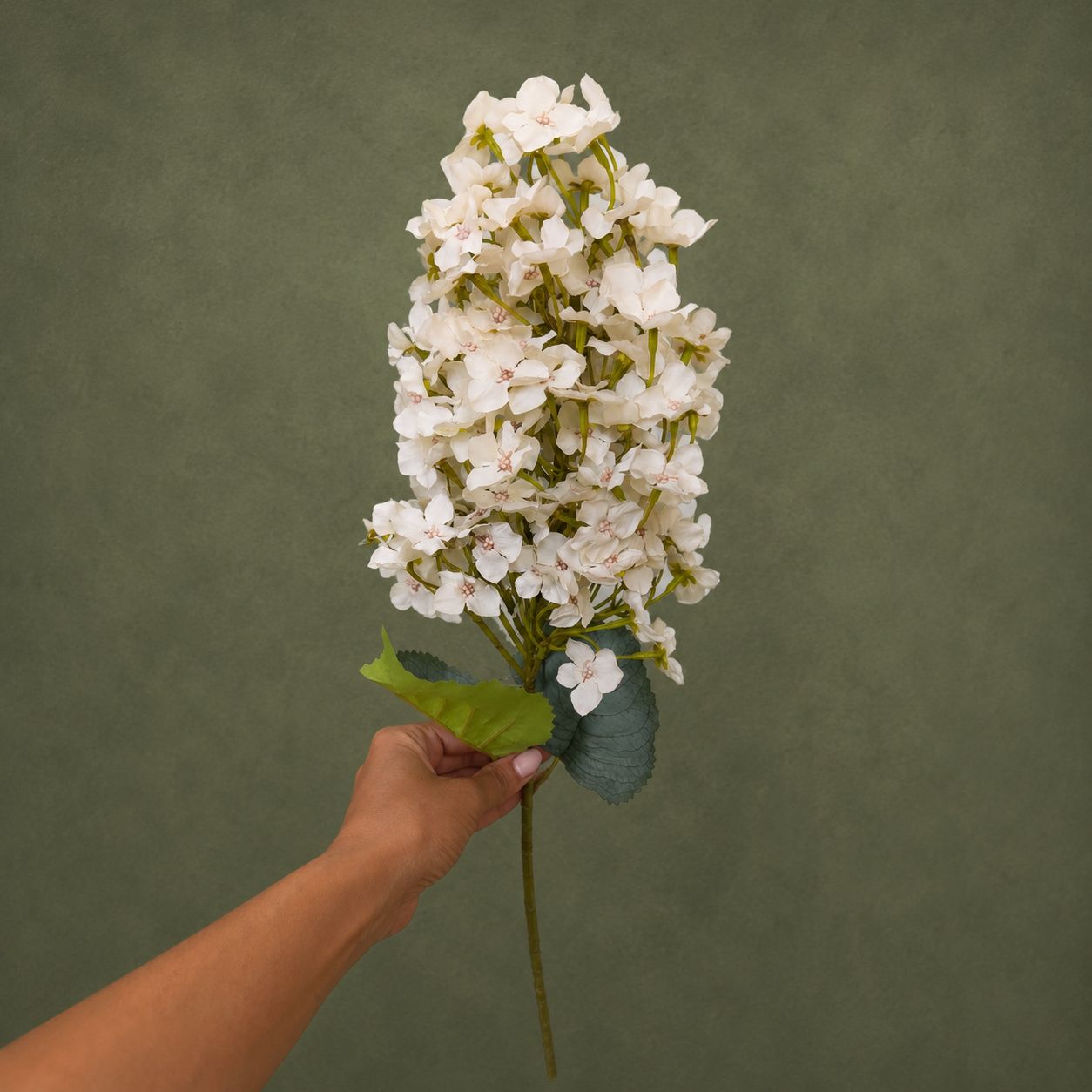 Artificial Elongated Hydrangea Stem – White | 31.5" Faux Hydrangea Flower for Wedding & Event Decor
