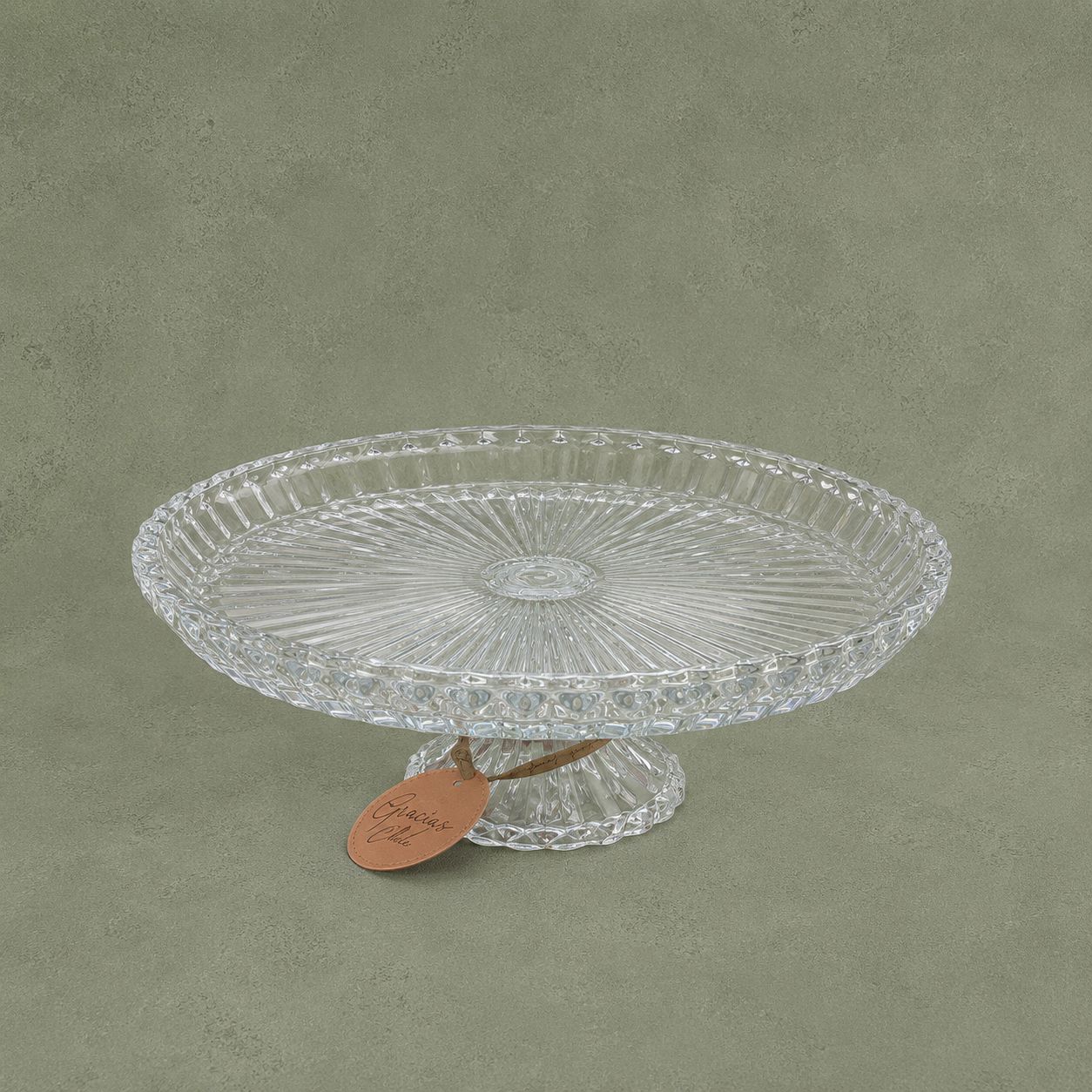 Large Crystal Cake Stand with Pedestal – Elegant Dessert Display for Weddings & Events