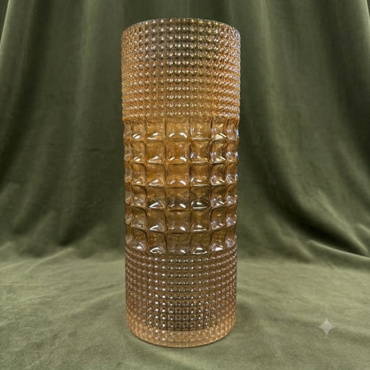 Geometric Textured Glass Cylinder Vase – Premium Contemporary Artificial Floral Vessel