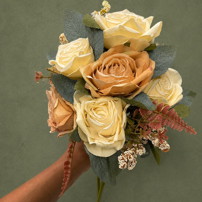 Pink, White & Beige Premium Floral Bouquet – Luxury Pre-Arranged Artificial Centerpiece
