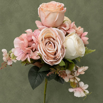Pink, Cream & White Premium Floral Bouquet – Luxury Pre-Arranged Artificial Centerpiece