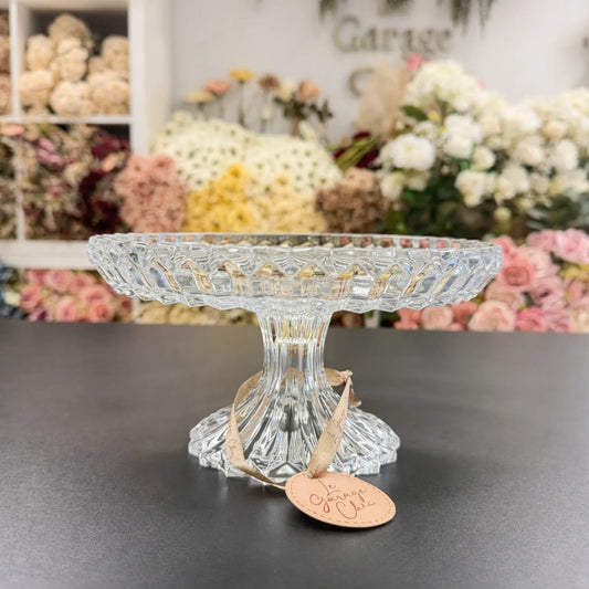 Round Crystal Pedestal Tray for Elegant Table Displays